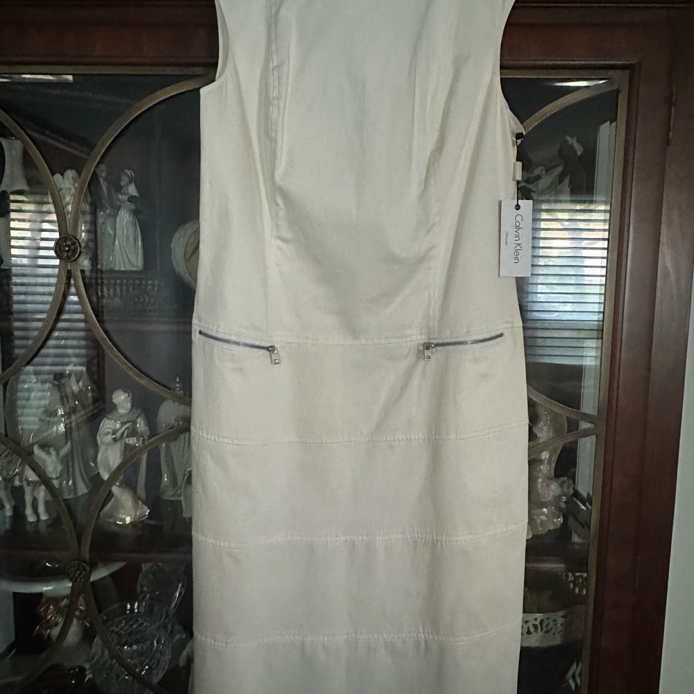Calvin Klein Cream Sleeveless Sheath Dress